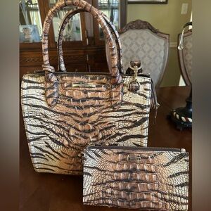 BRAHMIN Medium Chic Crocodile-Embossed Satchel and Wallet Set